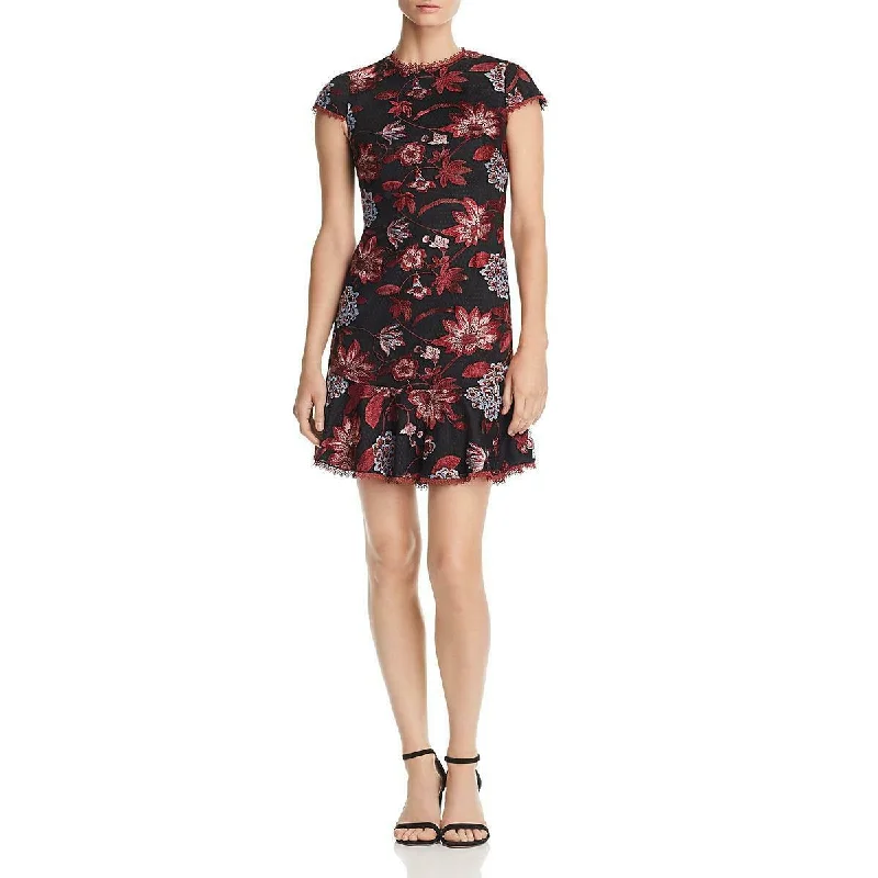 Geometric - printed cocktail dresses with a long - sleeve optionAidan Mattox - MN1E202938 Floral Bodice Cap Sleeves Short Dress Geometric - printed cocktail dresses with a long - sleeve optionAidan Mattox - MN1E202938 Floral Bodice Cap Sleeves Short Dress