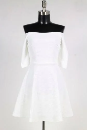 All Of My Honesty White Off-The-Shoulder Skater Dress