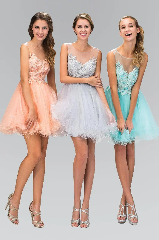 Satin wedding guest dresses with side slits for a sexy touchBeaded Floral Applique Tulle Dress Sale