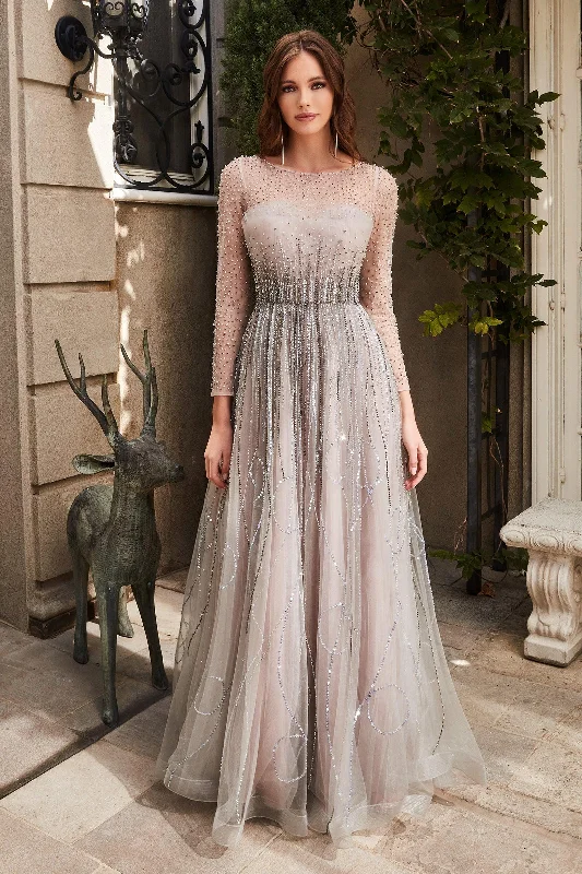 Maxi wedding guest dresses with floral prints for summer weddingsCinderella Divine B701 Beaded Long Sleeve Flowy Prom Dress Maxi wedding guest dresses with floral prints for summer weddingsCinderella Divine B701 Beaded Long Sleeve Flowy Prom Dress