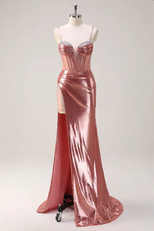 Mini cocktail dresses with a tiered ruffled skirt and a scoop neckBlush Spaghetti Straps Mermaid Metallic Long Corset Prom Dress with Slit Mini cocktail dresses with a tiered ruffled skirt and a scoop neckBlush Spaghetti Straps Mermaid Metallic Long Corset Prom Dress with Slit