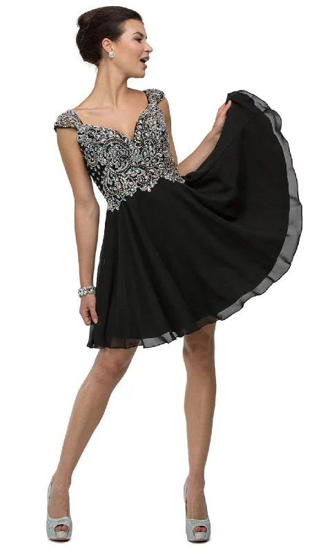 Cocktail dresses with a pleated skirt and a square necklineDancing Queen - 9160 Cap Sleeve Adorned Sweetheart A-Line Cocktail Dress Cocktail dresses with a pleated skirt and a square necklineDancing Queen - 9160 Cap Sleeve Adorned Sweetheart A-Line Cocktail Dress