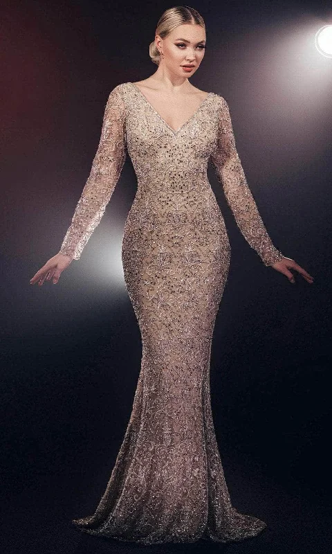Wedding guest dresses with pom - pom trims for a playful lookChic and Holland HF110139 - Beaded Mermaid Evening Gown