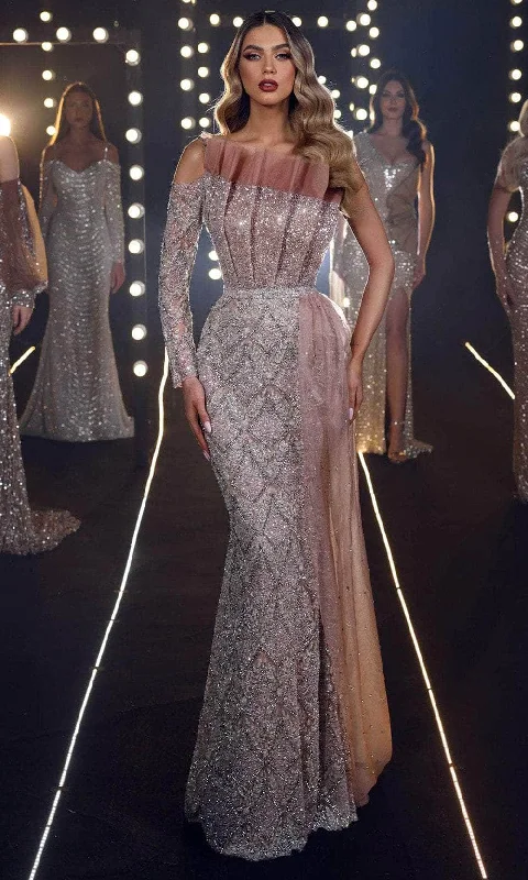 Halter - neck wedding guest dresses with beaded strapsChic and Holland HF110155 - Asymmetrical Bodice Evening Gown Halter - neck wedding guest dresses with beaded strapsChic and Holland HF110155 - Asymmetrical Bodice Evening Gown