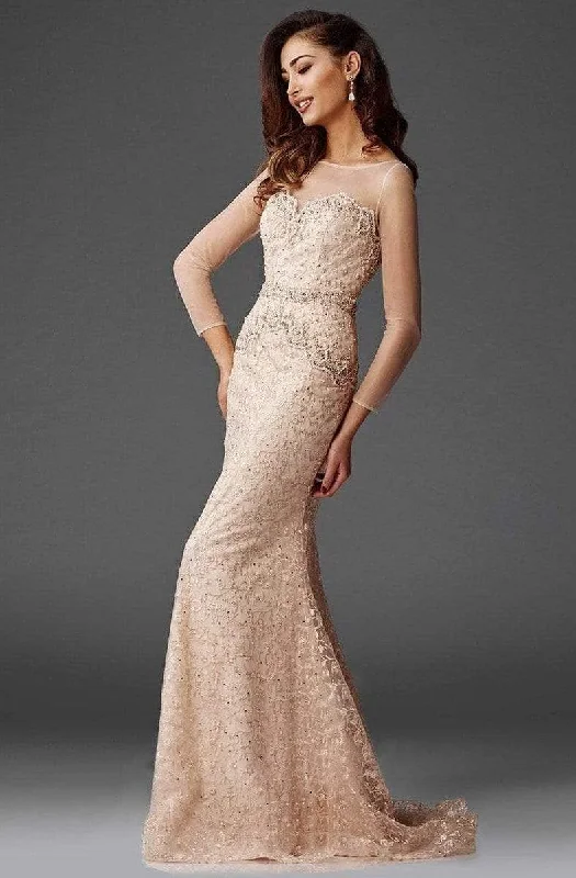 Maxi wedding guest dresses with floral prints for summer weddingsClarisse - M6427 Mesh Sleeved Embroidered Long Gown Maxi wedding guest dresses with floral prints for summer weddingsClarisse - M6427 Mesh Sleeved Embroidered Long Gown