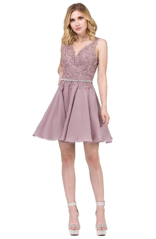 Asymmetric - hem cocktail dresses in a bold color for a fashion - forward lookDancing Queen - 3011 Plunging V-Neck Lace Bodice Homecoming Dress Asymmetric - hem cocktail dresses in a bold color for a fashion - forward lookDancing Queen - 3011 Plunging V-Neck Lace Bodice Homecoming Dress