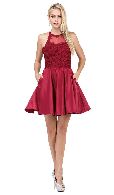 Cocktail dresses with a keyhole back and a midi - lengthDancing Queen - 3028 Halter A-Line Homecoming Cocktail Dress Cocktail dresses with a keyhole back and a midi - lengthDancing Queen - 3028 Halter A-Line Homecoming Cocktail Dress