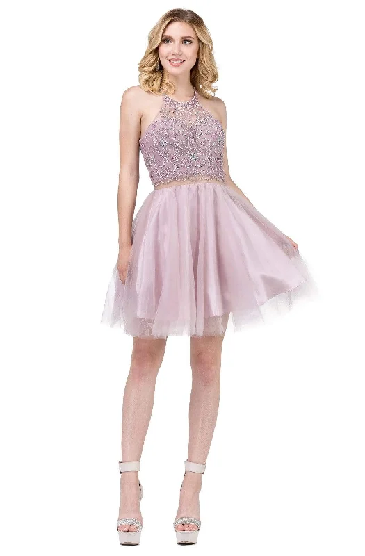 Cocktail dresses with an abstract print and a high - low hemlineDancing Queen - 3087 Embellished Halter A-Line Cocktail Dress Cocktail dresses with an abstract print and a high - low hemlineDancing Queen - 3087 Embellished Halter A-Line Cocktail Dress