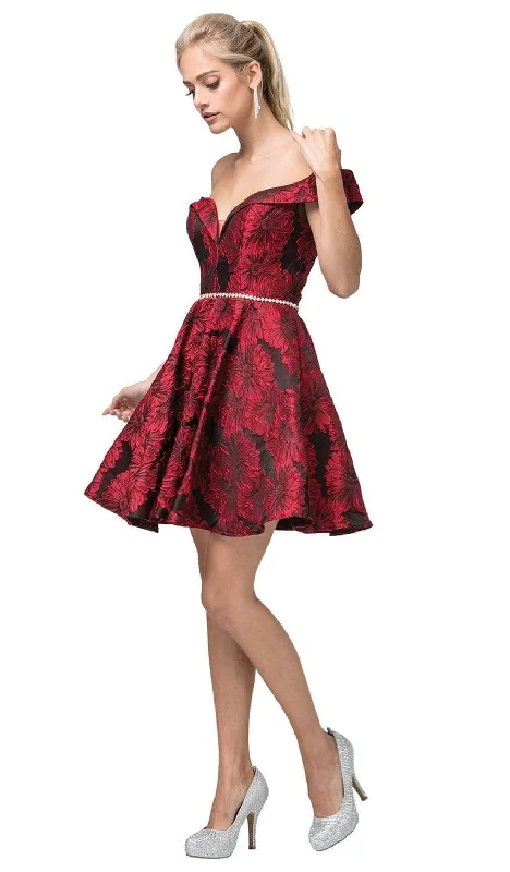Cocktail dresses with a wrap - front style and a long - length optionDancing Queen - 3096 Floral Off-Shoulder A-Line Dress Cocktail dresses with a wrap - front style and a long - length optionDancing Queen - 3096 Floral Off-Shoulder A-Line Dress