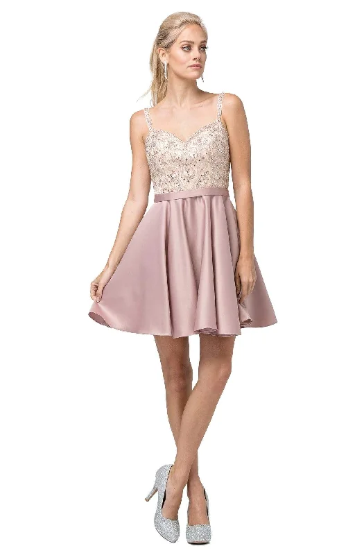 Mini cocktail dresses with a pleated bodice and a spaghetti - strap backDancing Queen - 3125 Beaded Sweetheart A-line Dress Mini cocktail dresses with a pleated bodice and a spaghetti - strap backDancing Queen - 3125 Beaded Sweetheart A-line Dress