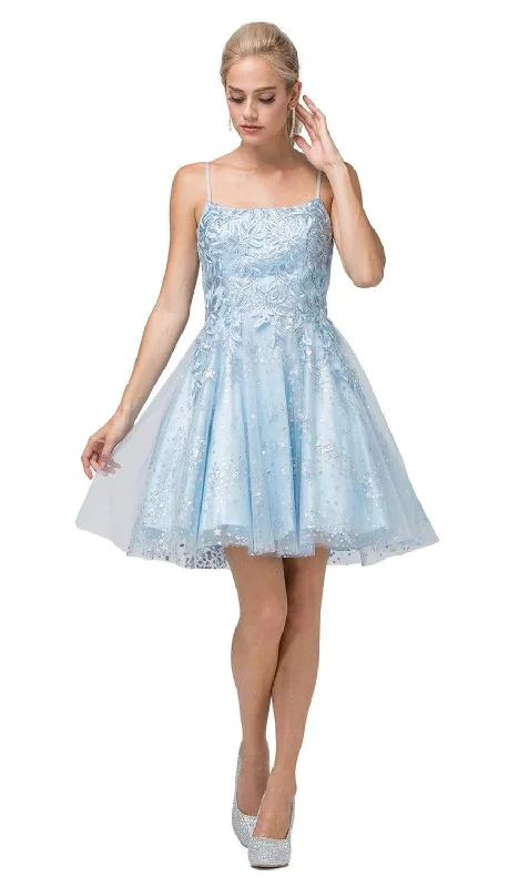Short cocktail dresses in royal blue for a formal eventDancing Queen - 3158 Embroidered Foliage Short A-Line Dress Short cocktail dresses in royal blue for a formal eventDancing Queen - 3158 Embroidered Foliage Short A-Line Dress