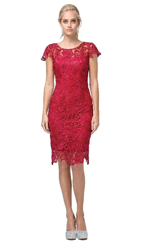 Cocktail dresses with a tassel - adorned belt and a sheath styleDancing Queen - 9677 Lace Embroidered Scoop Neck Fitted Dress Cocktail dresses with a tassel - adorned belt and a sheath styleDancing Queen - 9677 Lace Embroidered Scoop Neck Fitted Dress