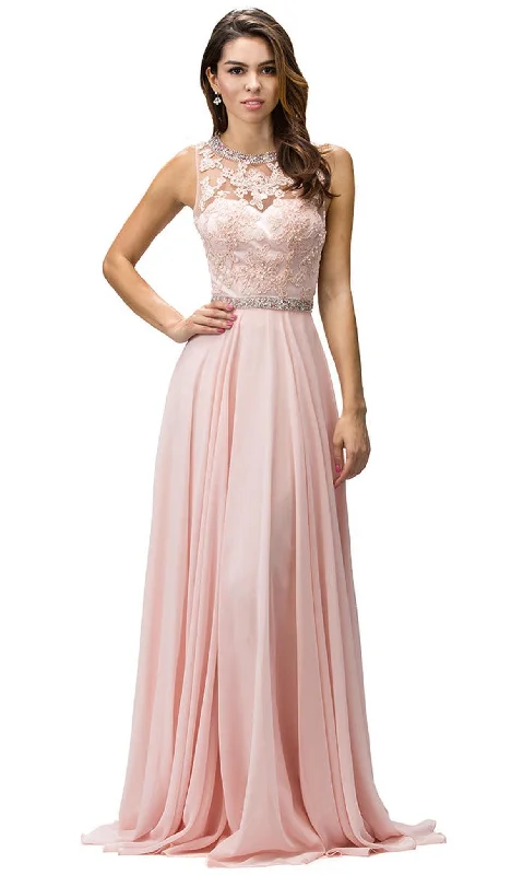 Polka - dot - printed wedding guest dresses with short sleevesDancing Queen - 9281 Sleeveless Open Back Chiffon Long Prom Dress Polka - dot - printed wedding guest dresses with short sleevesDancing Queen - 9281 Sleeveless Open Back Chiffon Long Prom Dress