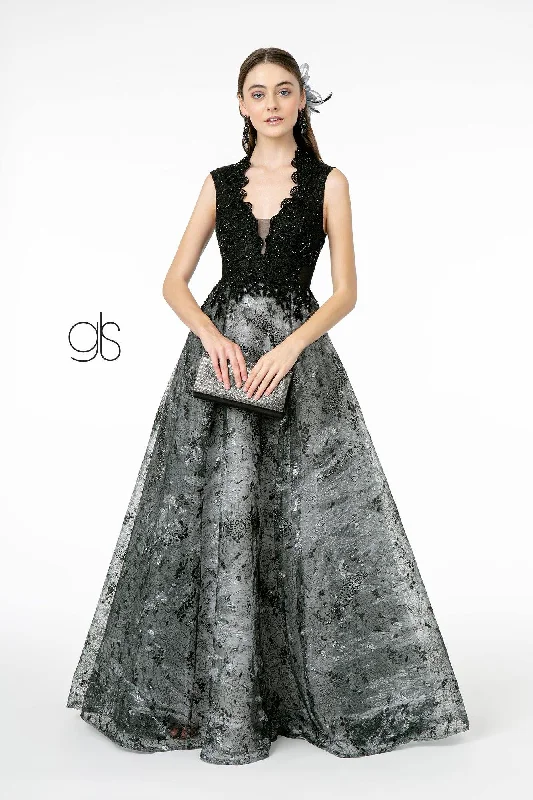 Sleeveless wedding guest dresses with ruffled hemsEmbroidered Jewel Prom Long Dress