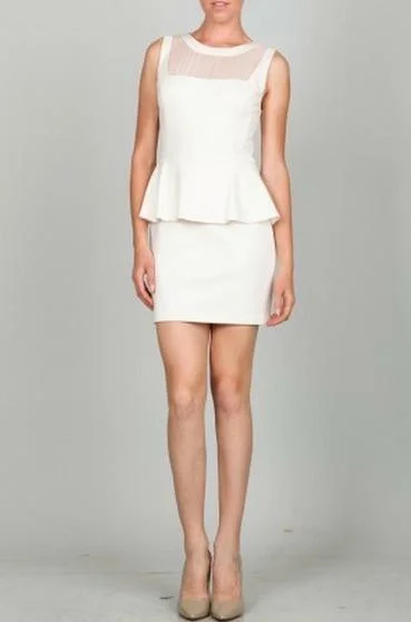 Eva White Peplum Mini Dress