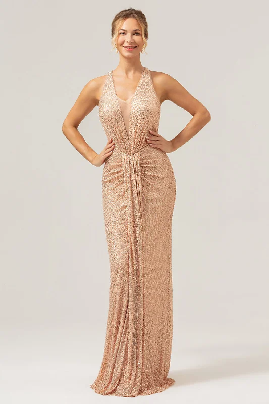 Sheer cocktail dresses with a lining and a short hemGlitter Blush Mermaid Halter Backless Long Prom Dress Sheer cocktail dresses with a lining and a short hemGlitter Blush Mermaid Halter Backless Long Prom Dress