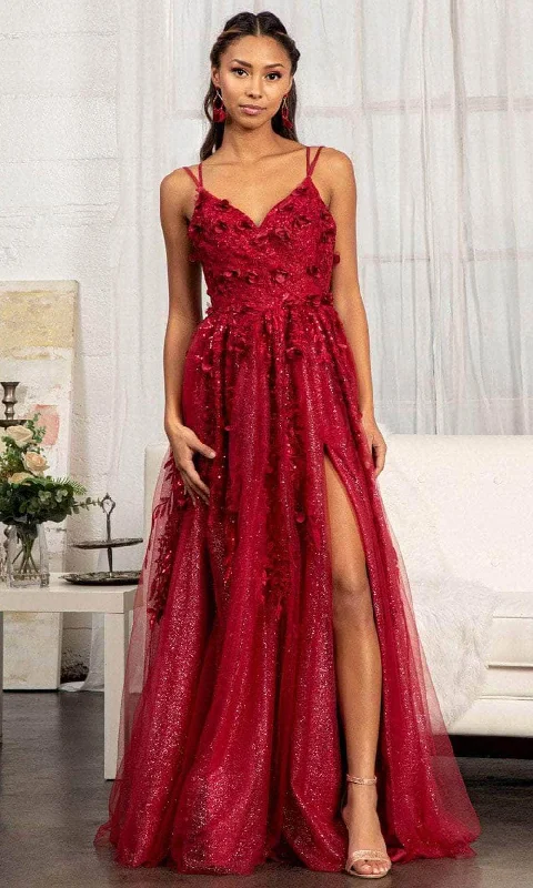 Wedding guest dresses with cold - shoulder designs and solid colorsGLS by Gloria GL3033 - Appliqued V-Neck Prom Gown Wedding guest dresses with cold - shoulder designs and solid colorsGLS by Gloria GL3033 - Appliqued V-Neck Prom Gown