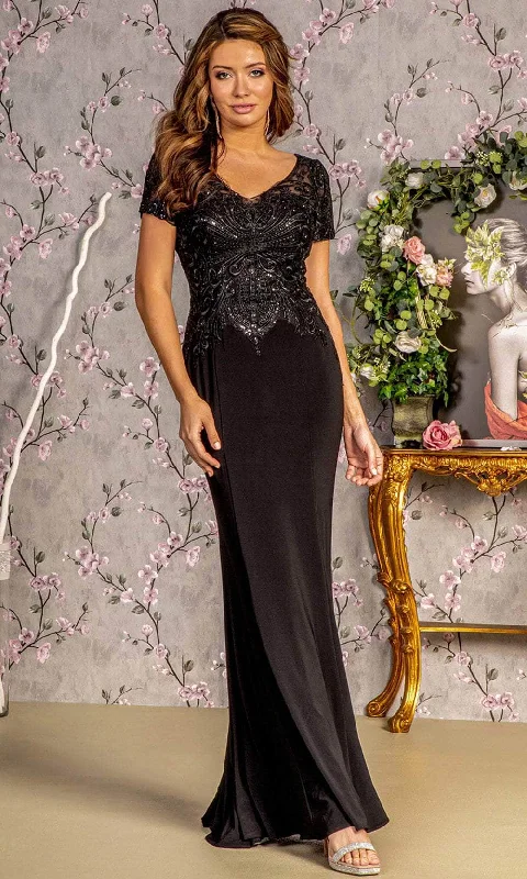 Wedding guest dresses with patchwork designs for a unique lookGLS by Gloria GL3361 - V-Neck Sheath Formal Dress Wedding guest dresses with patchwork designs for a unique lookGLS by Gloria GL3361 - V-Neck Sheath Formal Dress