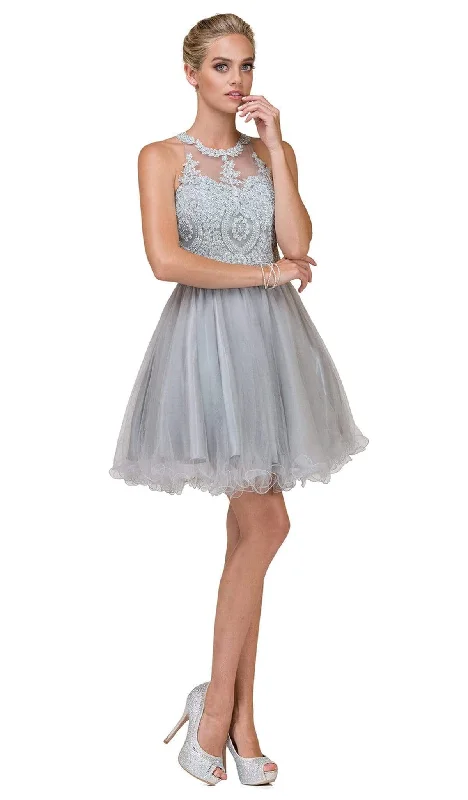 Printed cocktail dresses with geometric patterns for a contemporary aestheticDancing Queen - 2156 Halter Floral Appliques Tulle Cocktail Dress Printed cocktail dresses with geometric patterns for a contemporary aestheticDancing Queen - 2156 Halter Floral Appliques Tulle Cocktail Dress