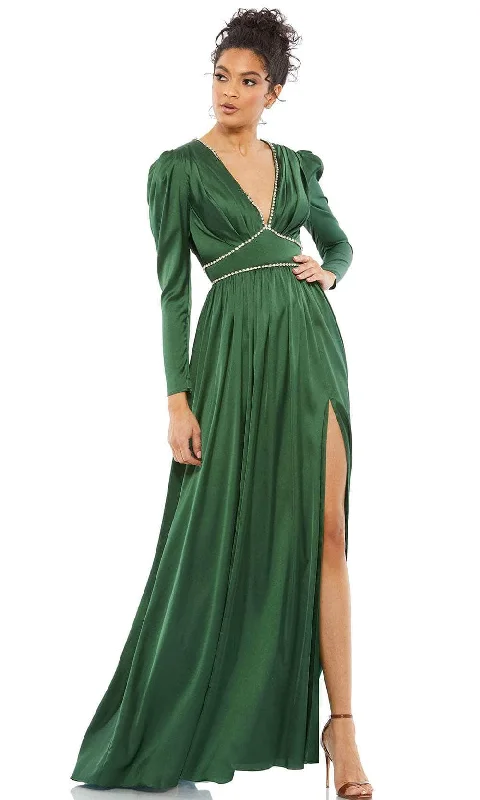 Wedding guest dresses with button - down fronts and A - line silhouettesIeena Duggal 55702 - Puffed Sleeve Evening Gown With Slit Wedding guest dresses with button - down fronts and A - line silhouettesIeena Duggal 55702 - Puffed Sleeve Evening Gown With Slit