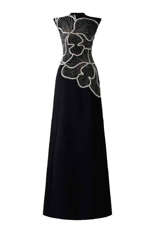 Itinerant A-line Sleeveless Velvet Floor Length Dress