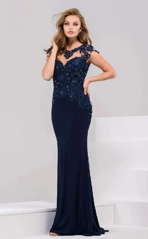 Backless bodycon dress for a bold statement​Jovani 32600 Cap Sleeve Long Prom Gown