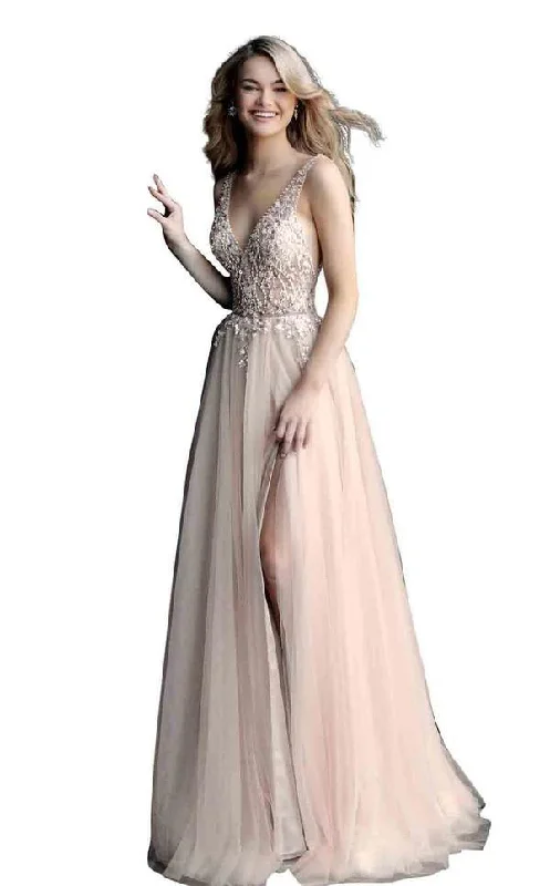 Bodycon dress in a camouflage print​Jovani 65324 Long Sleeveless Prom Dress
