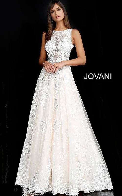 Lace - and - tulle wedding guest dresses with sweetheart necklinesJovani 37504 Long Sleeveless Wedding Ball Gown