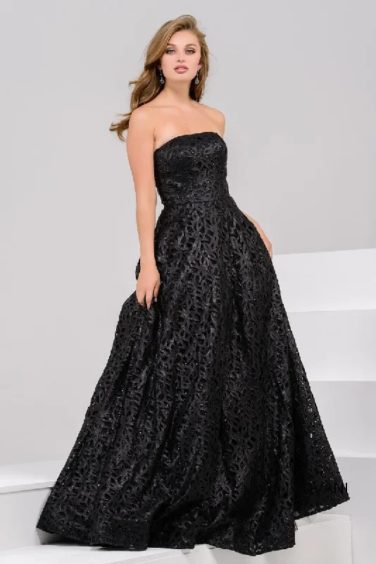 Bodycon dress with a ruffled trim​Jovani 35146 Strapless Long Formal Prom Gown