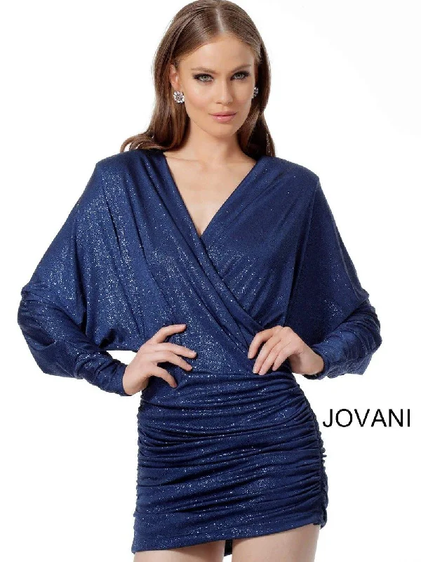 Bodycon dress with a wrap - around style​Jovani 1696 Short Formal Dress