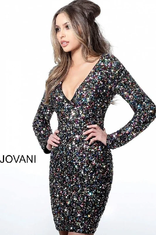 Bodycon dress with a thigh - high slit​Jovani 1899 Short Prom Dress
