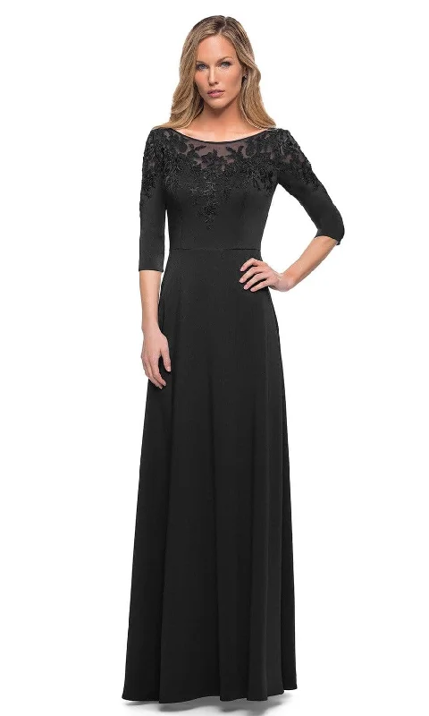 Wedding guest dresses with cold - shoulder designs and solid colorsLa Femme - 29227 Illusion Bateau A-line Evening Dress Wedding guest dresses with cold - shoulder designs and solid colorsLa Femme - 29227 Illusion Bateau A-line Evening Dress