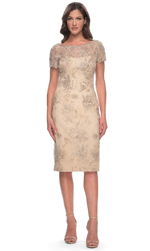 Wedding guest dresses with abstract prints and long trainsLa Femme 30801 - Sequin Short Sleeves Formal Dress Wedding guest dresses with abstract prints and long trainsLa Femme 30801 - Sequin Short Sleeves Formal Dress