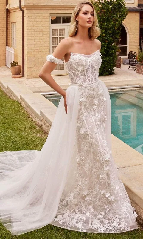 Wedding guest dresses with abstract prints and long trainsLadivine CD861W - Strapless Lace Applique Embellished Bridal Gown Wedding guest dresses with abstract prints and long trainsLadivine CD861W - Strapless Lace Applique Embellished Bridal Gown