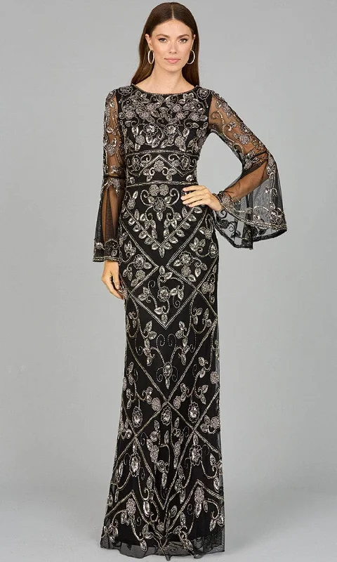 Bow - backed wedding guest dresses in silk for a luxurious feelLara Dresses 29088 - Bell Sleeve Evening Dress Bow - backed wedding guest dresses in silk for a luxurious feelLara Dresses 29088 - Bell Sleeve Evening Dress