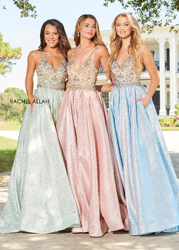 Bodycon dress with a ruffled trim​Rachel Allan Long Prom Dress Evening Gown