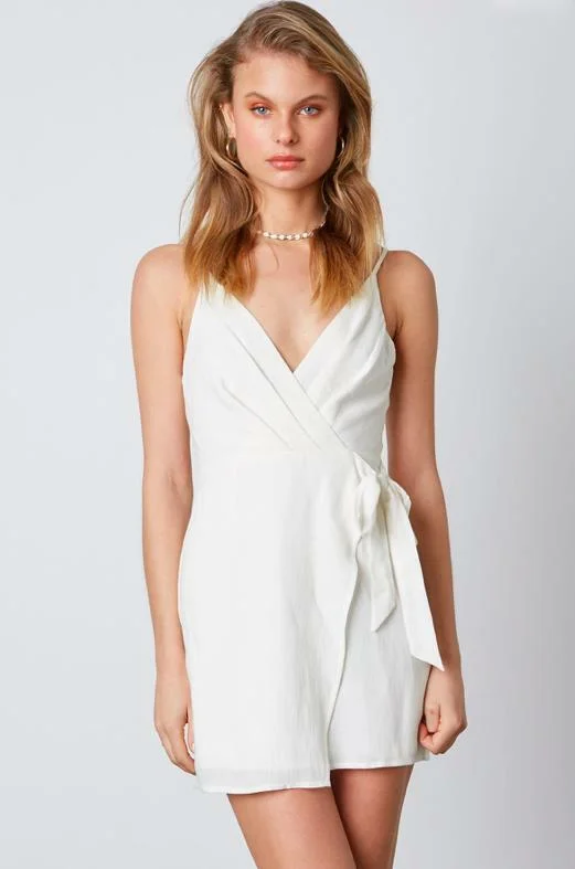 Love at First Sight White Wrap Mini Dress