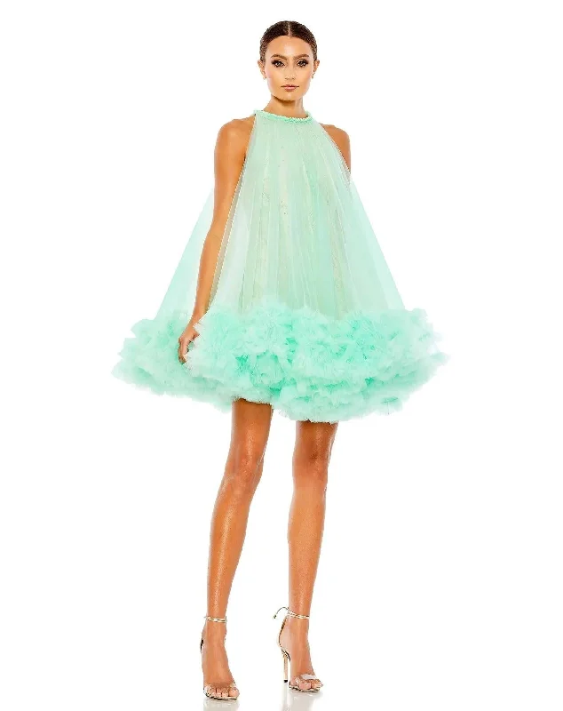 Strapless cocktail dresses with a sweetheart neckline and a full skirtMac Duggal 67954 Halter Short Cocktail Dress