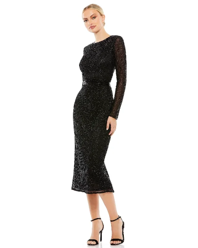 Mini cocktail dresses with a beaded bodice and a flirty A - line skirtMac Duggal 5530 Long Sleeve Beaded Cocktail Dress Mini cocktail dresses with a beaded bodice and a flirty A - line skirtMac Duggal 5530 Long Sleeve Beaded Cocktail Dress