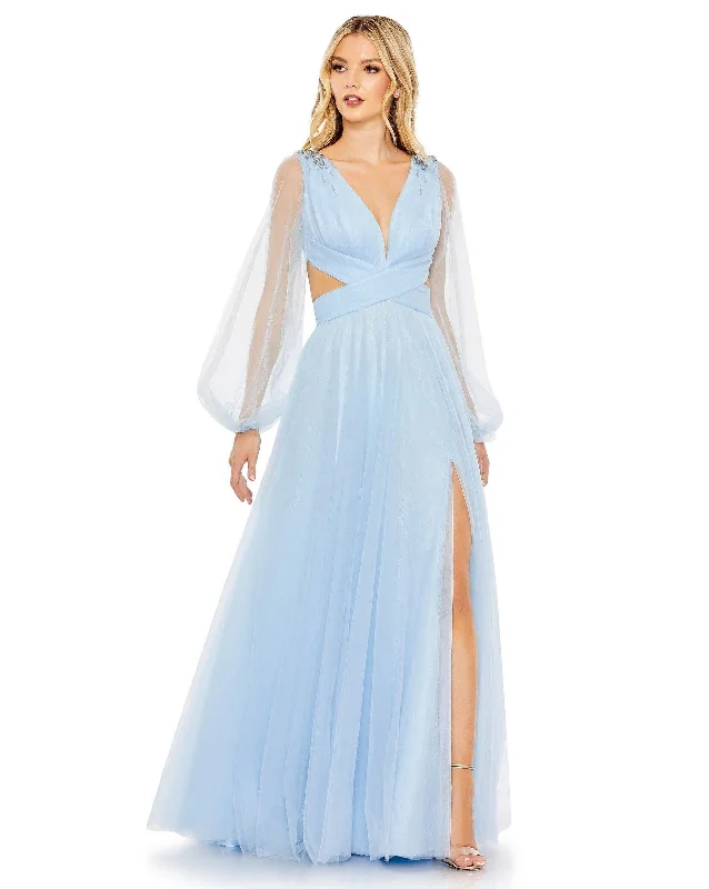 Wedding guest dresses with keyhole backs and flowing fabricsMac Duggal Long Sleeve Long A Line Dress 50662 Sale Wedding guest dresses with keyhole backs and flowing fabricsMac Duggal Long Sleeve Long A Line Dress 50662 Sale