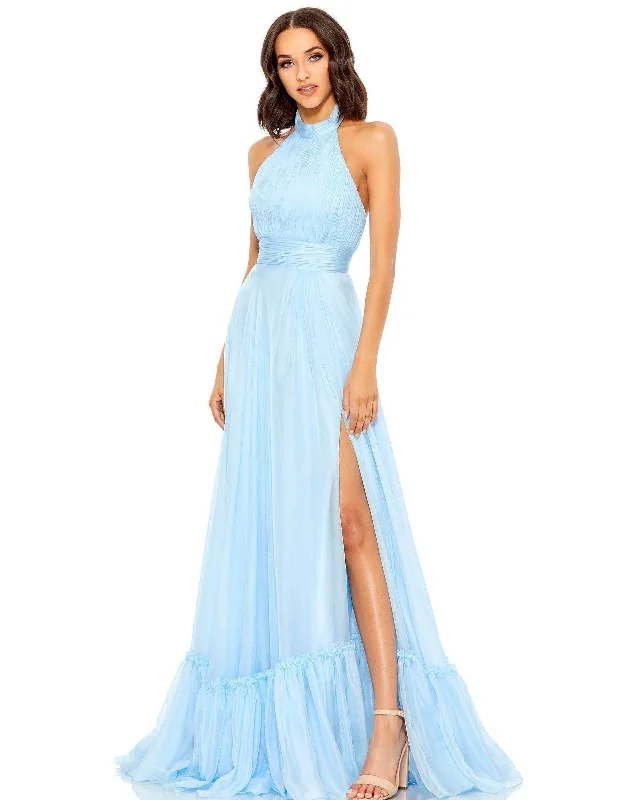 A - line cocktail wedding guest dresses in pastel colorsMac Duggal Prom Long Halter Chiffon Dress Sale A - line cocktail wedding guest dresses in pastel colorsMac Duggal Prom Long Halter Chiffon Dress Sale