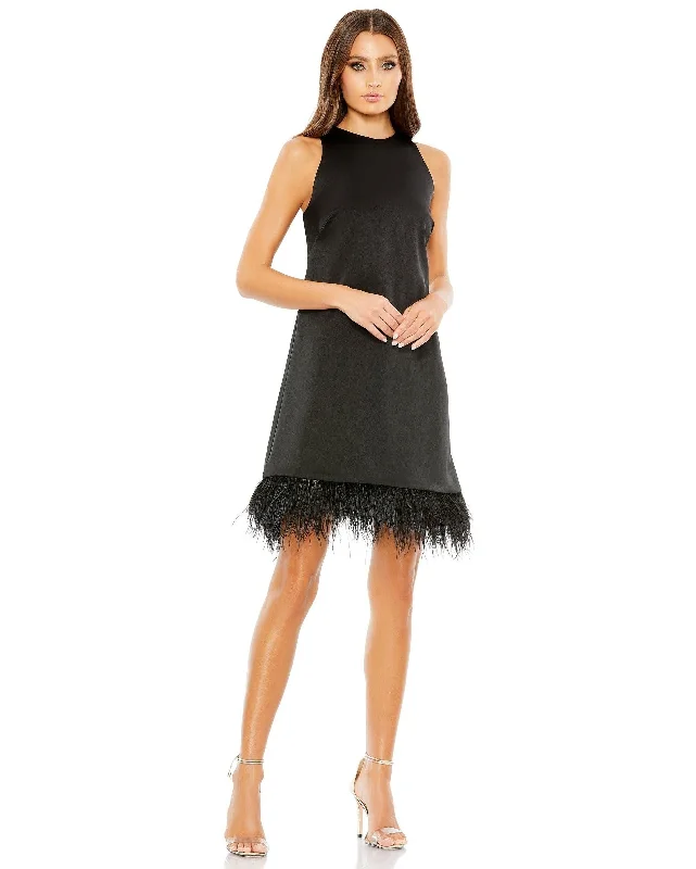 Satin - lined cocktail dresses with a lace outer layerMac Duggal 55805 Short Cocktail Feather Dress Satin - lined cocktail dresses with a lace outer layerMac Duggal 55805 Short Cocktail Feather Dress