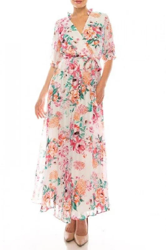 Maxi bodycon dress for a beach wedding​Maison Tara Floral Print Maxi Dress