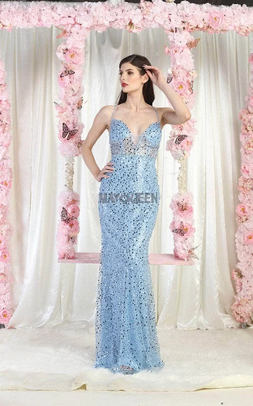 Wrap - style wedding guest dresses with bow accentsMay Queen RQ7993 - Spaghetti-Strapped Column Sexy Dress Wrap - style wedding guest dresses with bow accentsMay Queen RQ7993 - Spaghetti-Strapped Column Sexy Dress