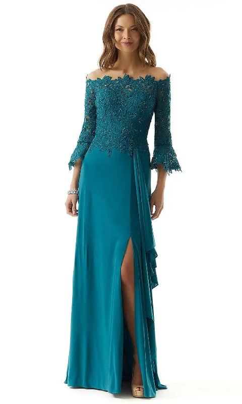 Wedding guest dresses with patchwork designs for a unique lookMGNY by Mori Lee 73028 - Bell Sleeve Lace Evening Dress Wedding guest dresses with patchwork designs for a unique lookMGNY by Mori Lee 73028 - Bell Sleeve Lace Evening Dress
