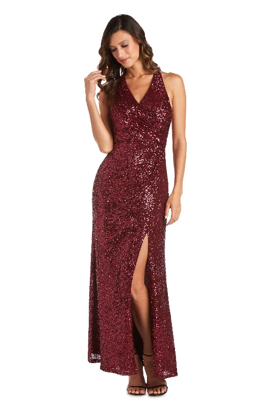 Bodycon dress with a scalloped edge​Morgan & Co 12779 Long Prom Sequins Dress