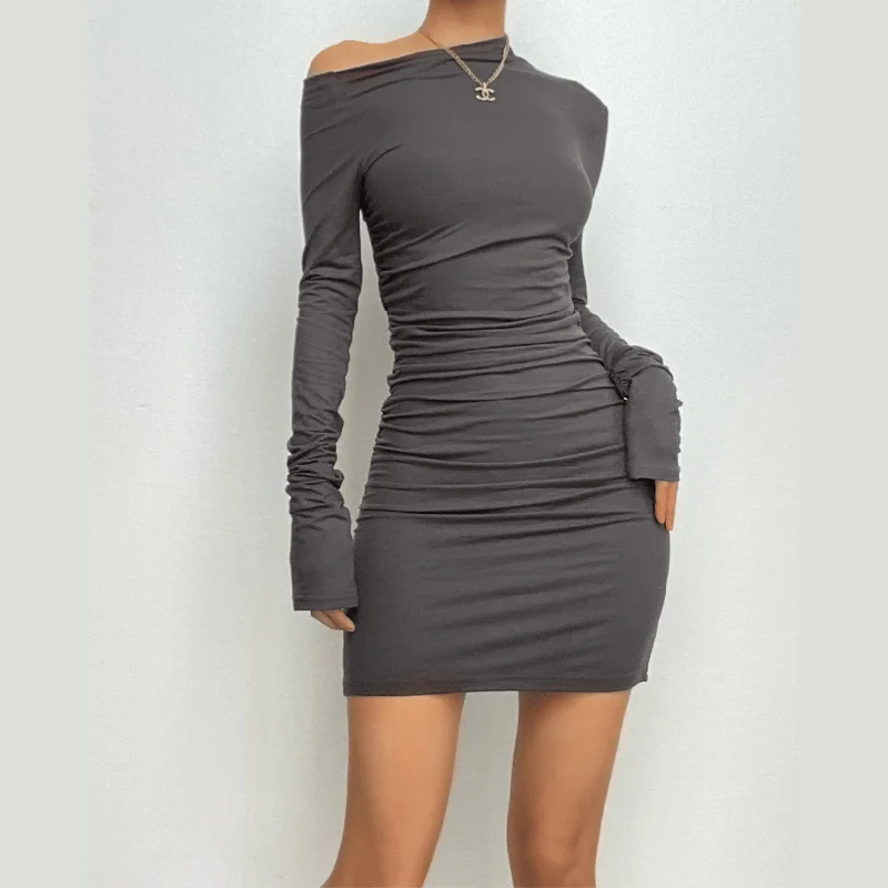 Cocktail dresses with a tassel - adorned belt and a sheath styleBerryBetty - Off shoulder long sleeve ruched backless solid mini dress Cocktail dresses with a tassel - adorned belt and a sheath styleBerryBetty - Off shoulder long sleeve ruched backless solid mini dress
