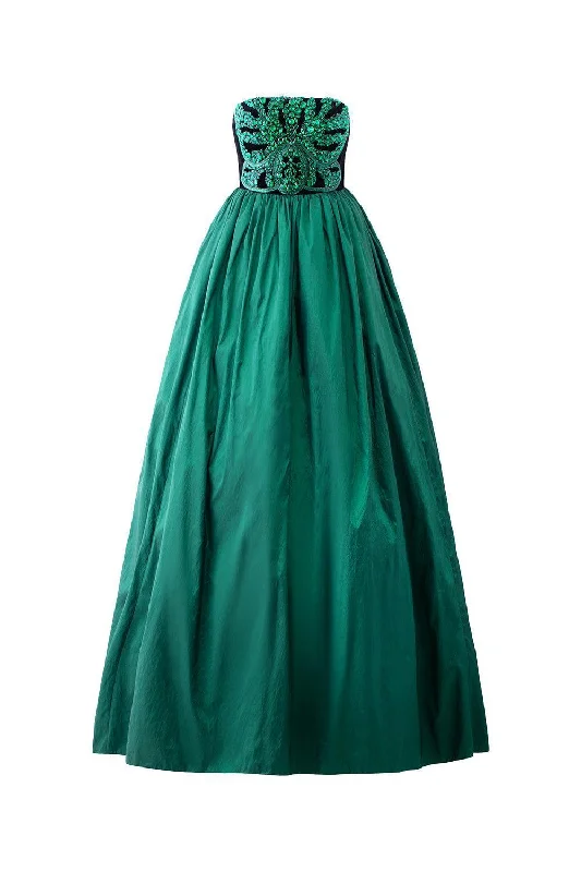 Pilgrim Ball Gown Straight Across Neck Taffeta Floor Length Dress