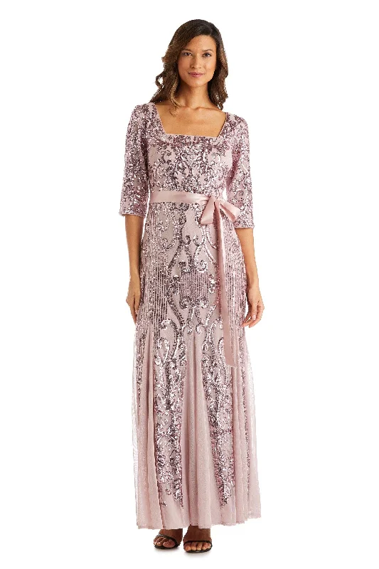Bodycon dress with a ruffled trim​R&M Richards 7085 Mother Of The Bride Long Dress