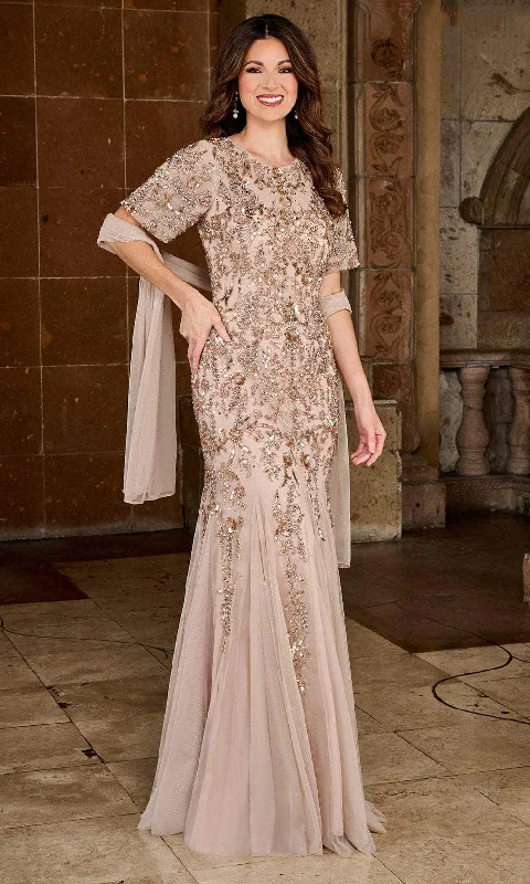 Sheath - style wedding guest dresses with lace overlaysRachel Allan RB8128 - Beaded Jewel Neck Evening Dress Sheath - style wedding guest dresses with lace overlaysRachel Allan RB8128 - Beaded Jewel Neck Evening Dress